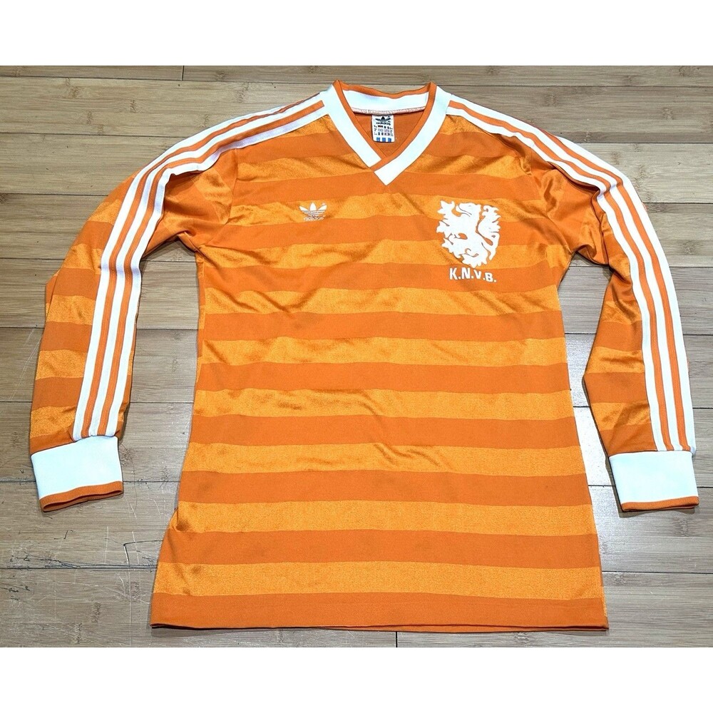 VTG Adidas 1984 Netherlands National Team Jersey Long Sleeve Men’s M Orange Home